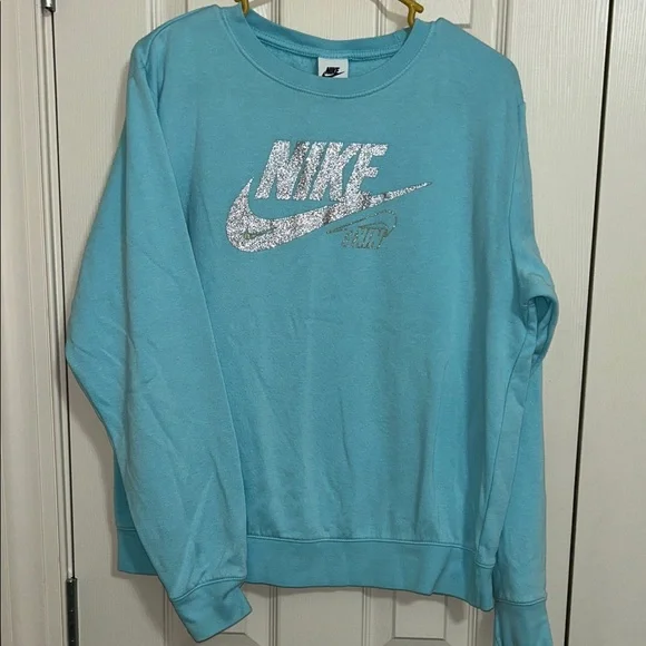 Nike Tops Nike Womens Light Blue Crew Neck Sweatshirt Poshmark